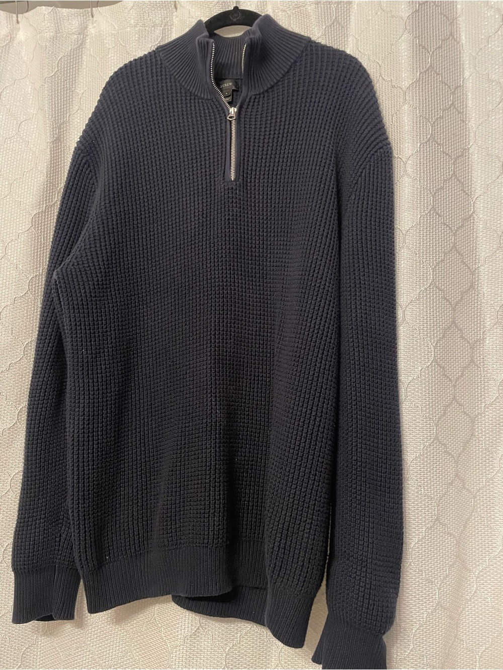 J. Crew Men's Navy Half-Zip Textured Knit Sweater